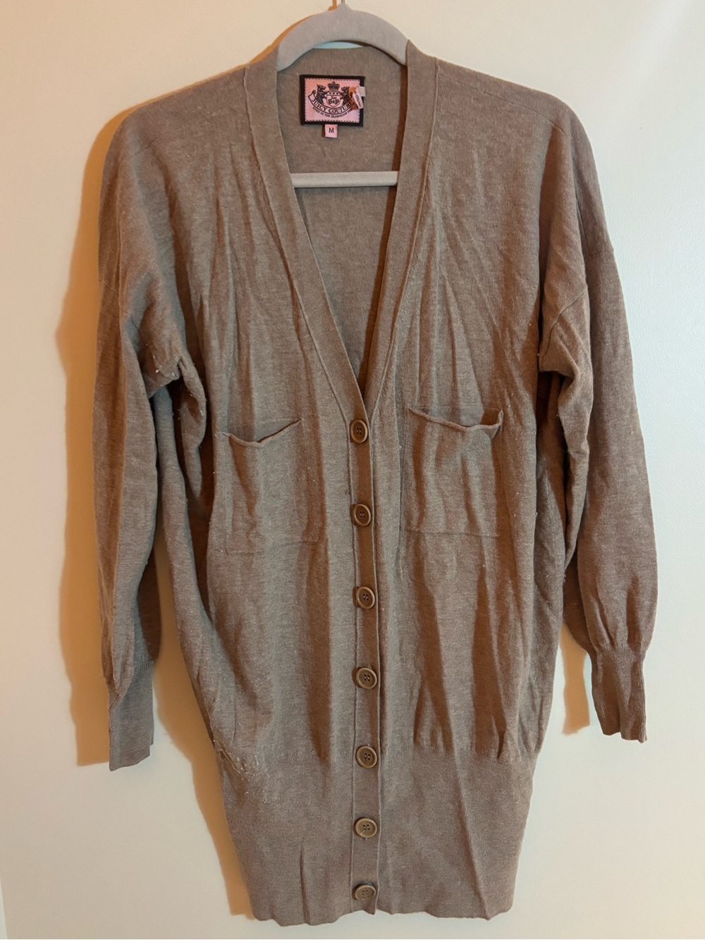 Juicy Couture Original Y2K Women's Beige Button-Front Long Cardigan Sweater
